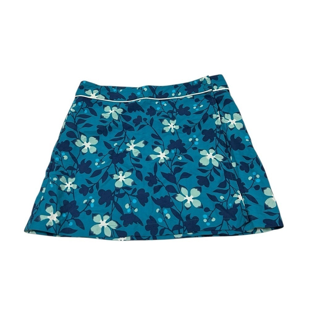Patagonia Button Out Boardie Wrap Skirt Women’ 8 Blue Floral Snap Button Swim
